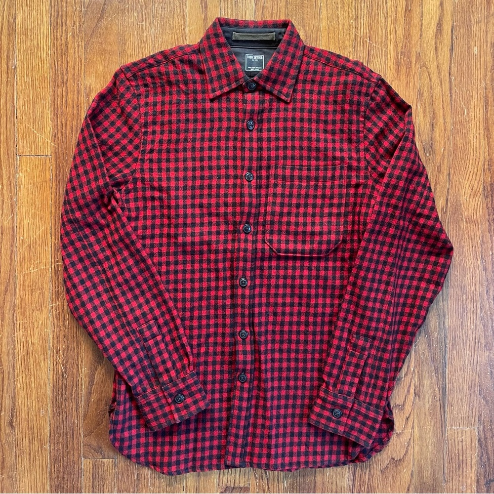 Todd Snyder Red Checked 100% Virgin Wool Button Up Shirt